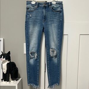KanCan Ripped Blue Ankle Jeans